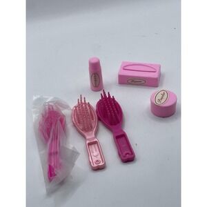 VTG PINK Barbie Bathroom HAIR Bathroom Accessories 1980'S
